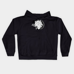 Wonderful moon with flower, lineart Kids Hoodie